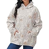 Eutten Womens Camo Hoodies Maple Leaf Print Oversized Hooded Sweatshirt Fleece Pullover Sweatshirts Long Sleeve with Pocket