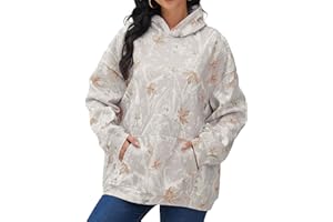 Eutten Womens Camo Hoodies Maple Leaf Print Oversized Hooded Sweatshirt Fleece Pullover Sweatshirts Long Sleeve with Pocket