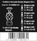 Wera Kraftform Kompakt Stubby Magazine RA 2 Snap-In Bit Screwdriver 6 Pieces view 2