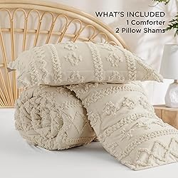 Bedsure Tufted Boho Comforter Set Queen Size