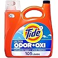 Tide Ultra Odor Defense Plus Oxi Liquid Laundry Detergent, 148 fl oz, 105 Loads, Advanced Odor and Stain Fighting Laundry Detergent Liquid