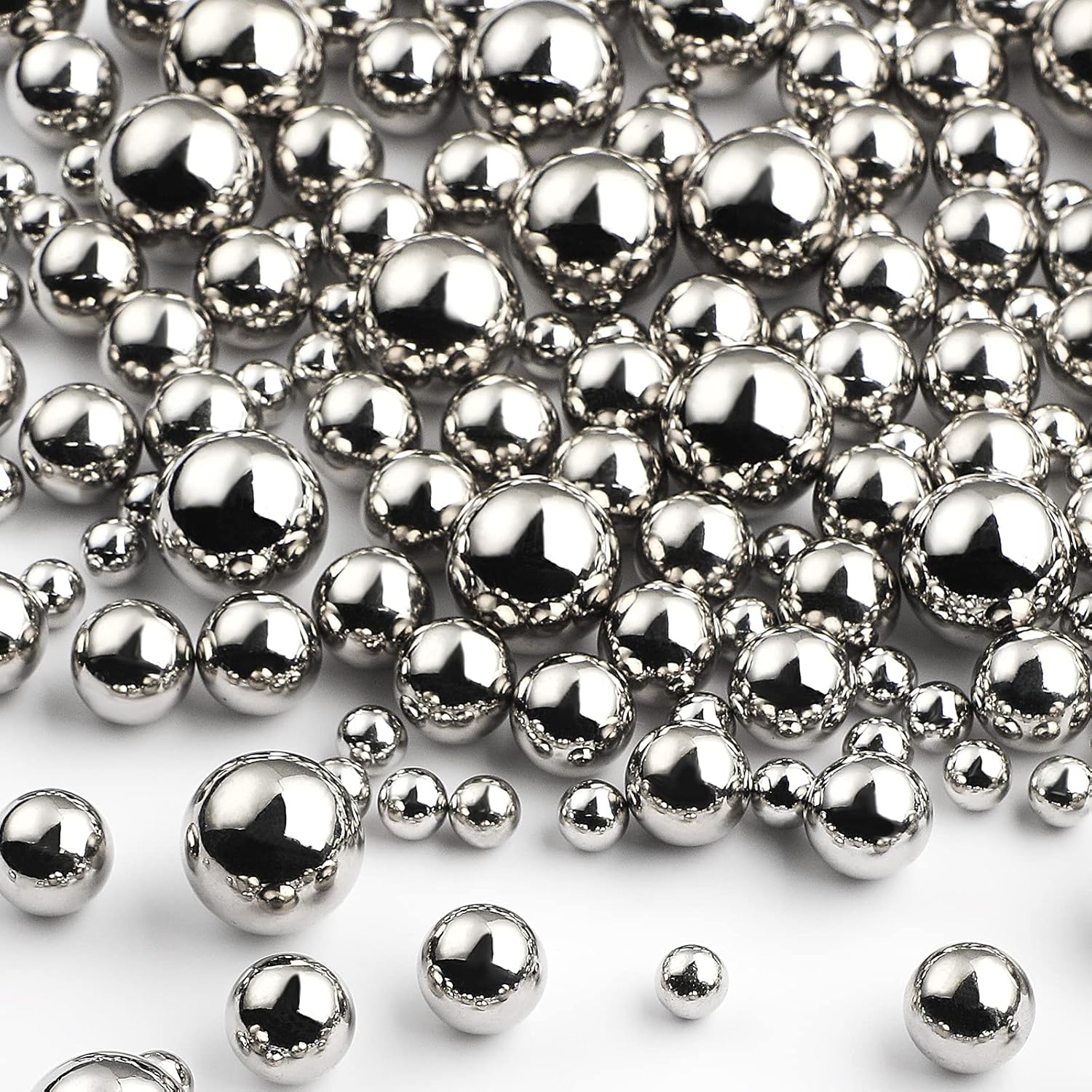 Vase Fillers - 150 Pieces Vase Filler Faux Pearls Vase Makeup Beads No Hole Gloss Pearl Beads Mixed Sizes Round Pearls for Vase Home Party Wedding Decor, 8/14/20 mm (Silver)
