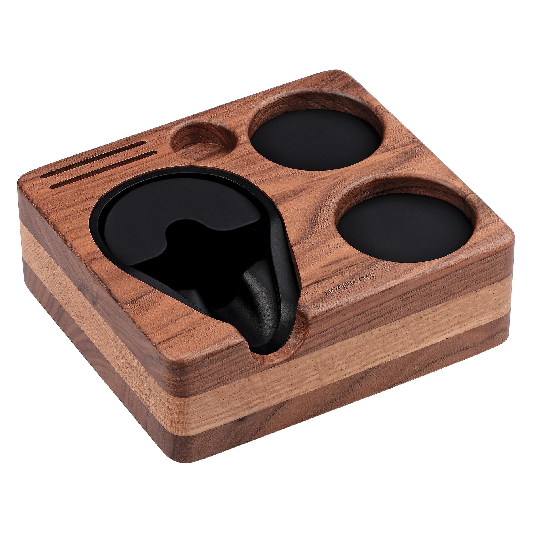 Photo 1 of Normcore Tamping Station, Natural Walnut Espresso Tamping Mat, Wooden Compact Coffee Tool Organizer for 58mm Portafilter, Tamper, Distributor, Puck Screen and Portafilter, Genuine American Walnut Wood