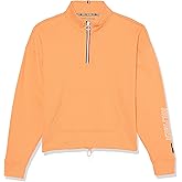 Tommy Hilfiger Women's Striped Quarter Zip Bungee Waist Pullover Sweatshirt