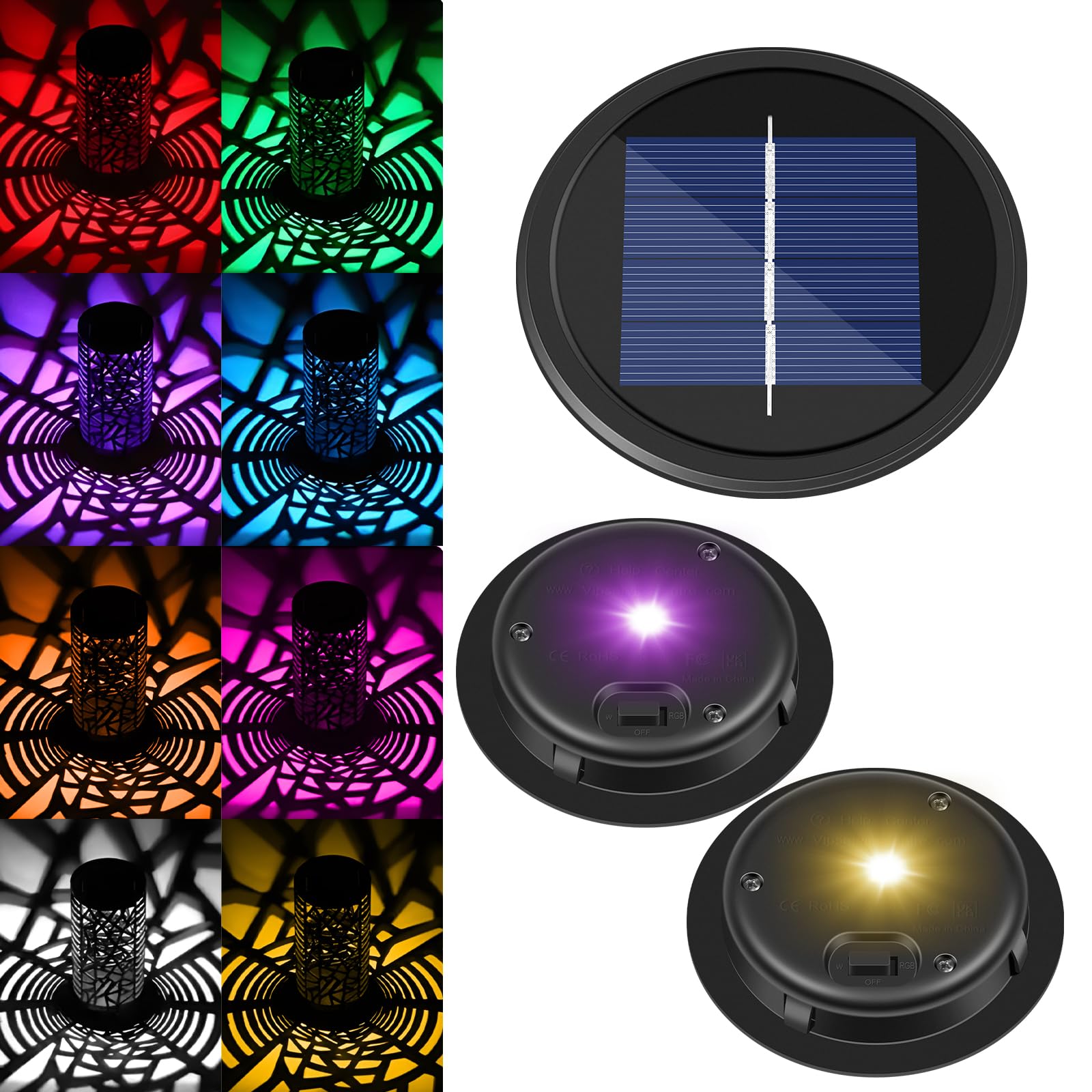 Photo 1 of Replacement Solar Light Parts 2 Mode 2 Pack Warmwhite and RGB Color-Changing ,Solar Lights Replacement Top, Inserts for Lanterns, Waterproof DIY Outdoor Garden Patio Decor 3.53inch