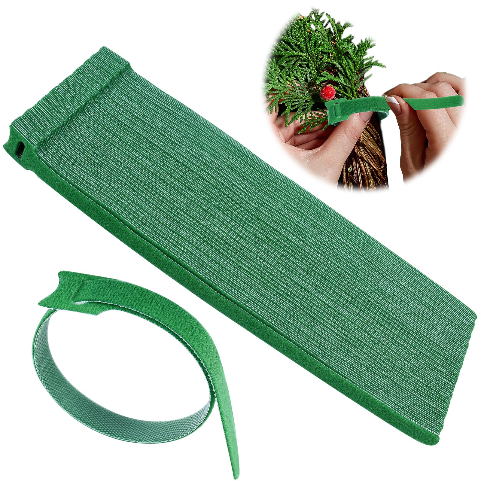 80Pcs Christmas Garland Ties,Green Hook and Loop Adjustable Holiday Decoration Ties Reusable Nylon Garden Plant Cable Strap for Wreath Garland Making Xmas Tree Door Banister Stairway Decoration