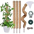 AlisisFores 4 Pcs Bendable Moss Pole for Monstera Plant Support，24 Inch Handmade Coir Pole Stick for Climbing Plants Indoor Plant Stakes for Potted Plants to Grow Upwards