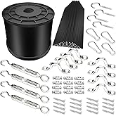 YQL Outdoor String Lights Hanging Kit,Globe String Lights Suspension Kit,164ft Black Vinyl-Coated 304 Stainless Steel Cable,S