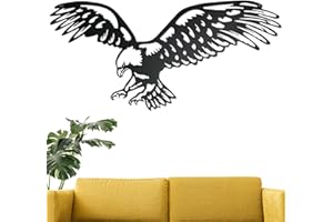 Tegik Eagle Decor Metal Wall Art, Black Metal Wall Decor, Patriotic Decoration Gift for Men’s Room Garage Outdoor, 12"x6"