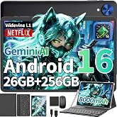Android 16 Tablet with Keyboard,10 inch Tablet, 26GB+256GB+2TB(Silver Case) | Electronic Tablet with 8-Core, Gemini AI, 5G WiFi, 8000mAh, GPS, GMS, Tablet PC with Case/Mouse/Stylus