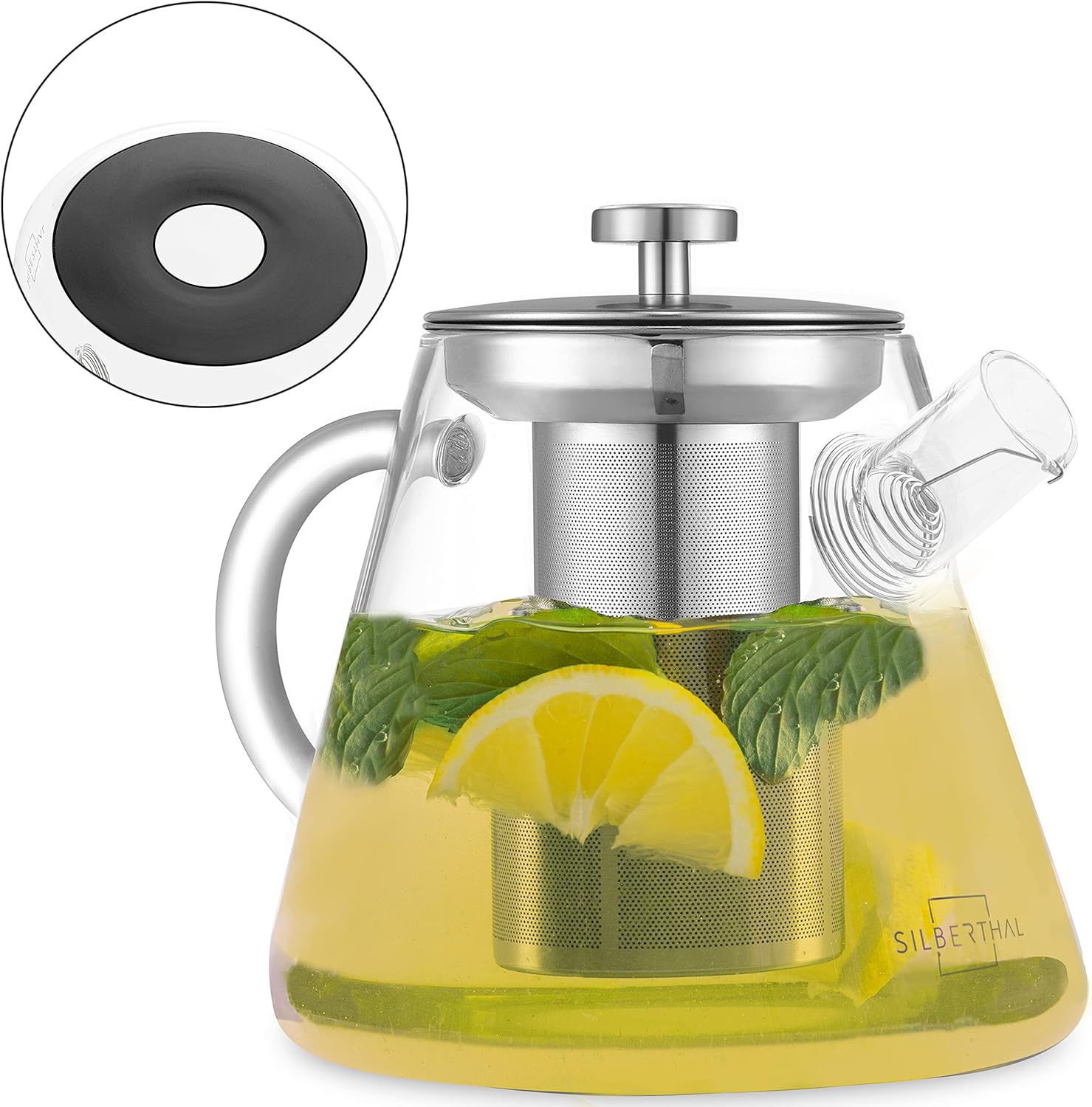 Silberthal Tetera Cristal Para Induccion 1 5 Litros Tetera Vidrio Para Te Con Tapa De Acero Inoxidable Tea Pot Hogar Y Cocina Cafe Y Te Appytherapy Com