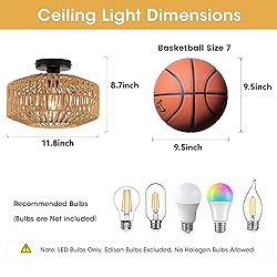 MAYNA 11.8" Rattan Ceiling Light