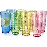 KOXIN-KARLU Mixed Drinkware 26-ounce Plastic Tumbler Acrylic Water Glasses, set of 8 Multicolor