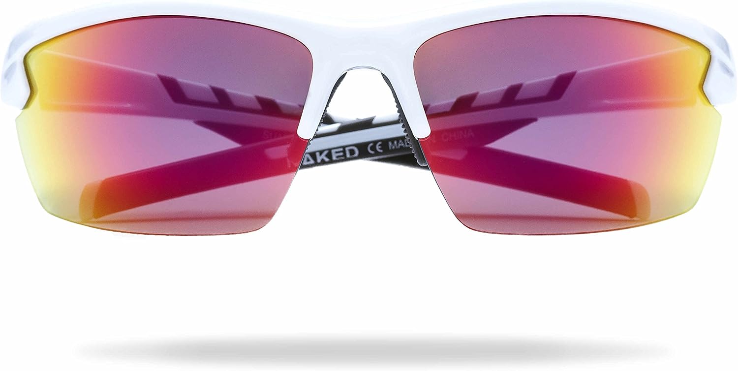 NAKED Optics Sports Sunglasses (Halfframe White/Lens Red), Rush Half-frame White/Red Lens - Image 3