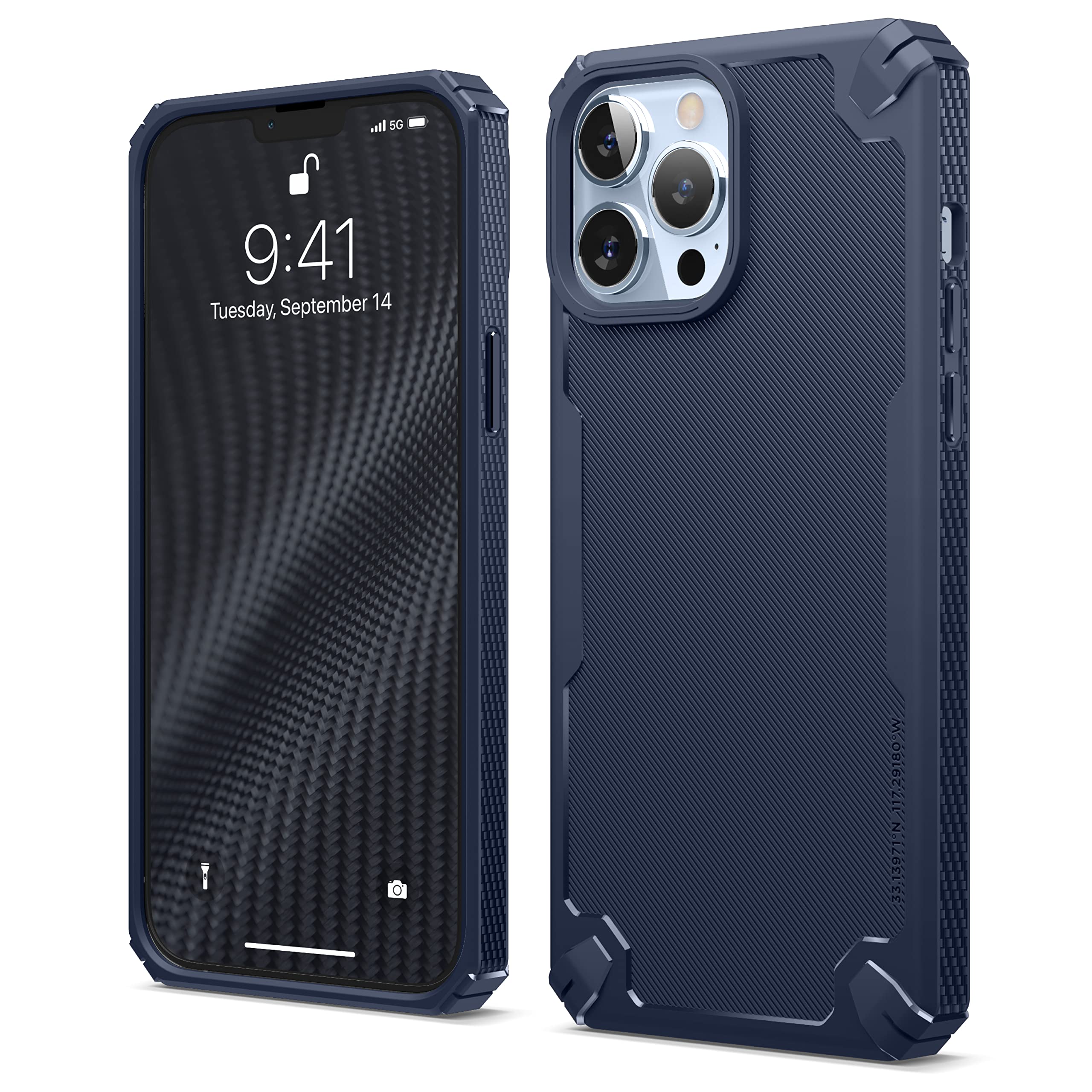 elago Armor Case Compatible with iPhone 13 Pro Case (6.1"), Heavy-Duty Protective Case, Premium TPU, Carbon Fiber Texture, Tough Rugged Design, Full Body Protection, Shockproof Cover (Jean Indigo)