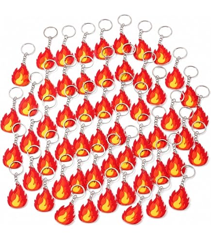 Amazon.com: LOGOFUN 50pcs Flame Keychain Fire Keyring Firefighter