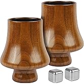 ECOGREDA Charred Wooden Bourbon Drinking Glass, Charred Old Fashioned Glass, Handcrafted Whiskey Glass for Men, Great Whiskey Gifts for Men, Dad, or Brother (2 Pack)