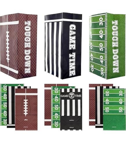24-Pack Football Party Gift Bags - Sports Theme Goodie Bags For Snacks & Treats