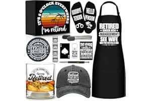 15 Pcs 2026 Retirement Gifts for Men Whiskey Glass Set, The Legend Has Retired, Funny Retired Supplies with 11 Oz Whisky Glas