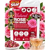 WOTIHA Dried Rose Flowers for Tea, Caffeine Free, 4.23 oz | Loose rose flowers for herbal tea; use a tea infuser or strainer, then enjoy hot or cool and serve over ice