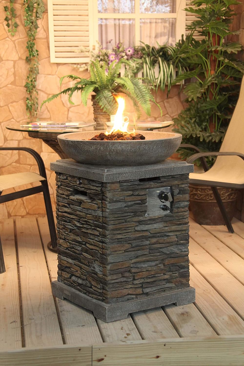 Callow Retail Slate effect Gas Fire Pit and Fire Bowl Amazon.co.uk