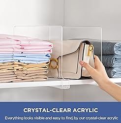HBlife 8 Pack Clear Shelf Dividers, Vertical Purse