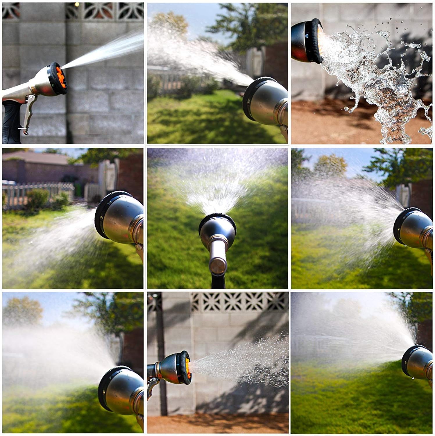 SprayTec Garden Hose Nozzle Sprayer – Heavy Duty Metal Spray Gun w/Pistol Grip Trigger. 9 Adjustable Patterns Best For Hand Watering Plants & Lawn, Car Washing, Patio, Dog & More. Leak Free Guarantee : Garden & Outdoor