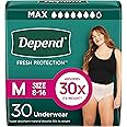 Depend Fresh Protection Adult Incontinence & Postpartum Bladder Leak Underwear for Women, Disposable, Maximum, Medium, Blush, 30 Count, Packaging May Vary