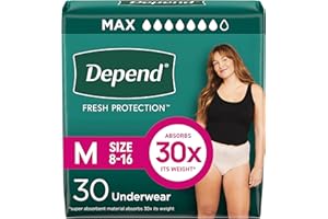 Depend Fresh Protection Adult Diapers, Incontinence & Postpartum Bladder Leak Underwear for Women, Disposable, Maximum, Medium, Blush, 30 Count, Packaging May Vary