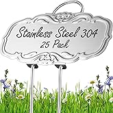 Updated Metal Plant Labels for Garden, 25 Pack Stainless Steel DIY Plant Markers Waterproof for Flowers, Vegetables, Seedlings