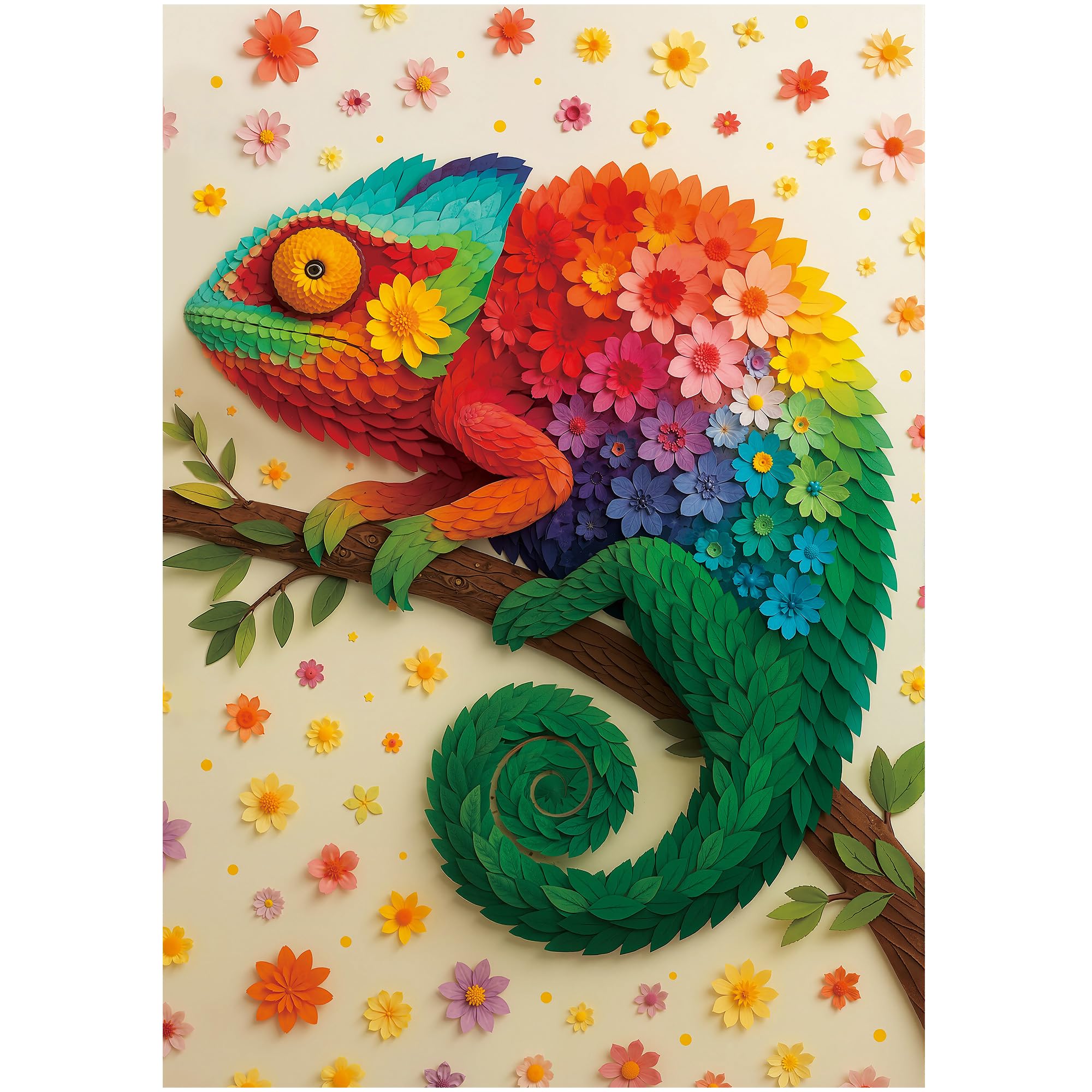 BenBen Puzzles for Adults 500 Pieces, Floral Chameleon Jigsaw Puzzles with Patterns on Back, Challenging Animal Puzzle for Family Game Night, Home Décor