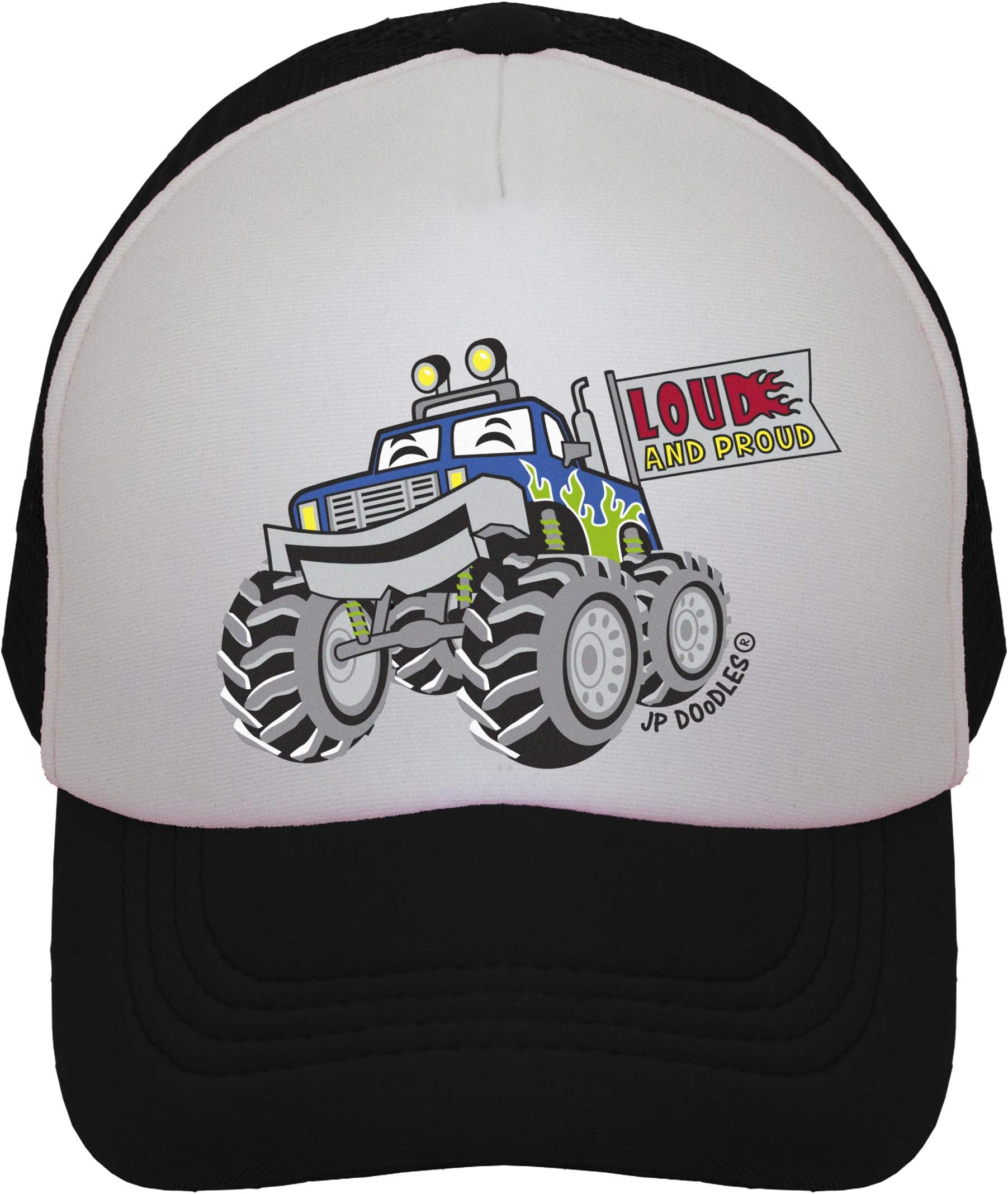 JP DOoDLESMonster Truck-Garbage Truck-Train- Tractor- Hat Kids Trucker Hat-Baseball Mesh Back Cap