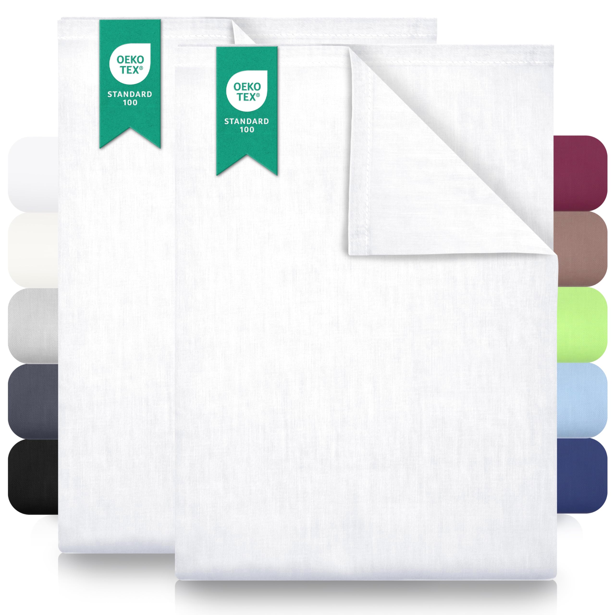 GREEN MARK Textiles Classic Flat Bed Sheets -2 Pack 100% Cotton, Soft, Breathable, Durable, No Elastic – White – 150 x 250 cm