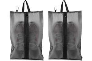 QUATISH 2 Pack Shoe Bags for Travel, Sneaker Bags, Waterproof Travel Shoe Bags with Zipper for Packing, Golf Shoe Dust Bags for Man and Women, X-Large, Black