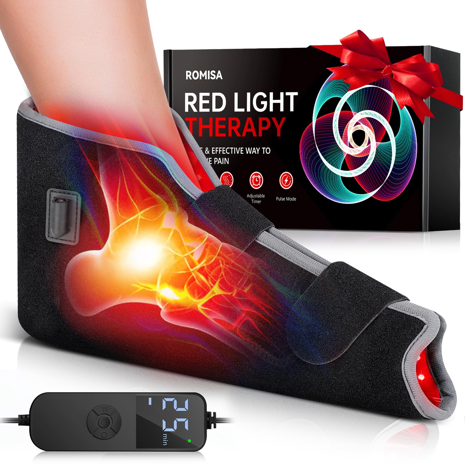 Photo 1 of Red Light Therapy for Feet, 660nm & 850nm Near Infrared Light Therapy Heat Therapy Foot Wrap with Timer, Infrared Light Shoe for Foot Ankle Heel Joint.