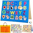 Foldable,Freestanding Felt Flannel Board Set for Toddlers,With 75 Felt Learning Letters Numbers Pieces,Double-Sided,With Storage Bag,for Parent-Child Story Time,Preschool,Classroom,Journey Time
