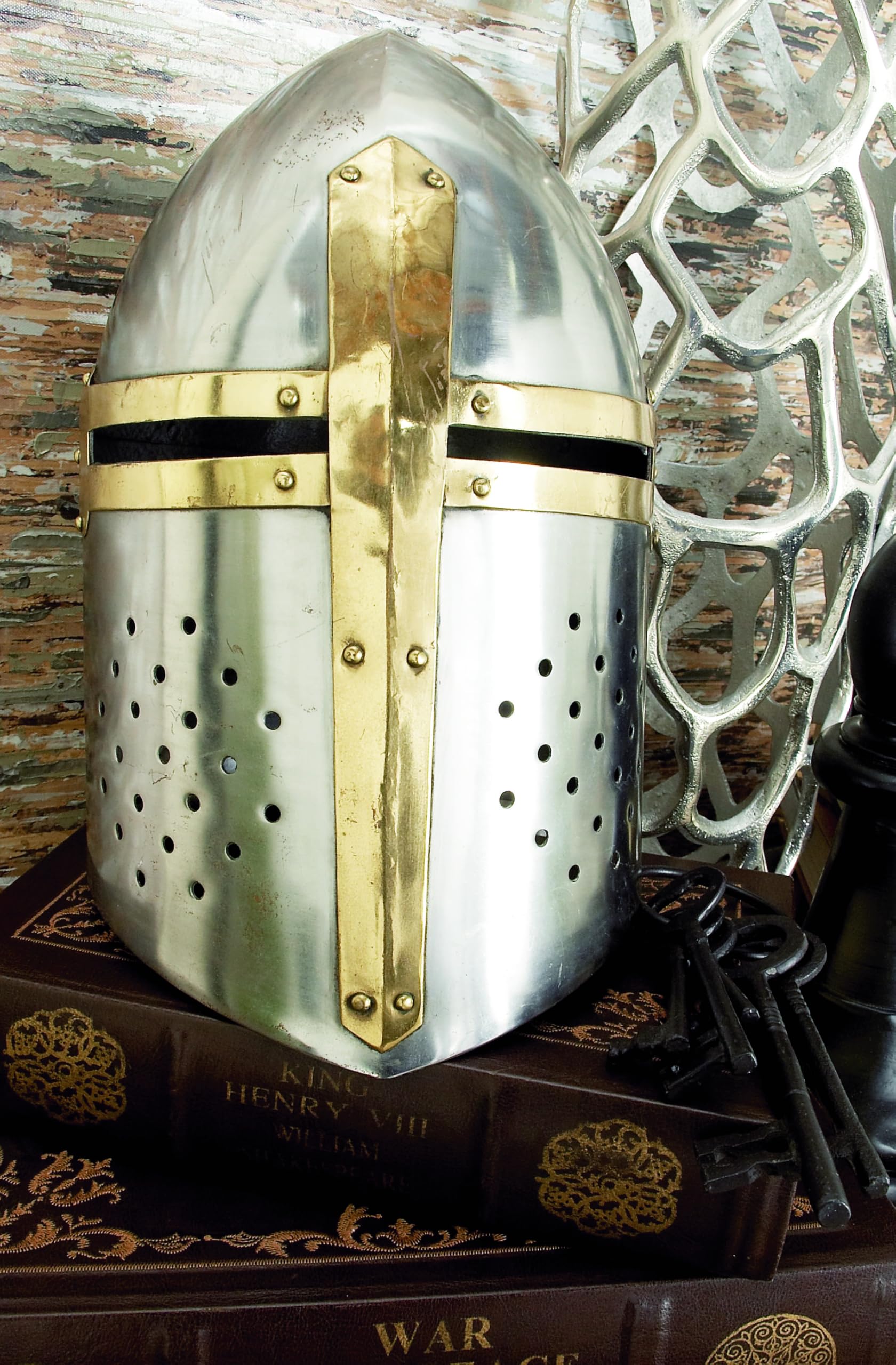 Deco 79 Metal Medieval Knight Crusader Helmet, 9