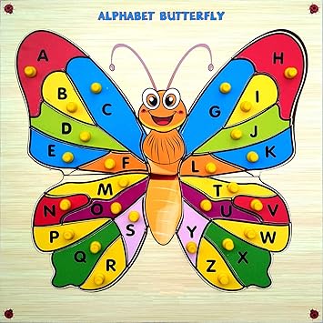 Webby Premium Wooden Learn Alphabets Butterfly Educational Puzzle Toy