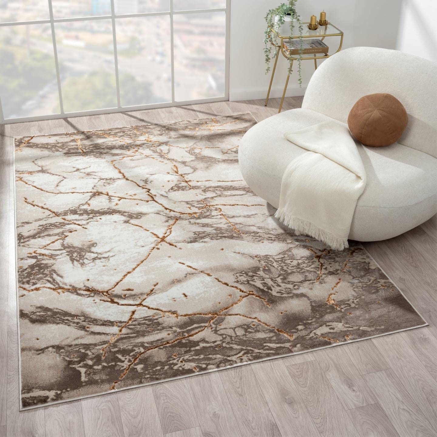 LUXE WEAVERS Marble Abstract Beige 8x10 Area Rug Image