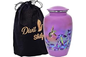 Cremation Urn for Human Ashes with Velvet Bag, for Adults up to 200 lbs | Burial Urns by Divit Shilp (Hummingbird Urn, Adult)