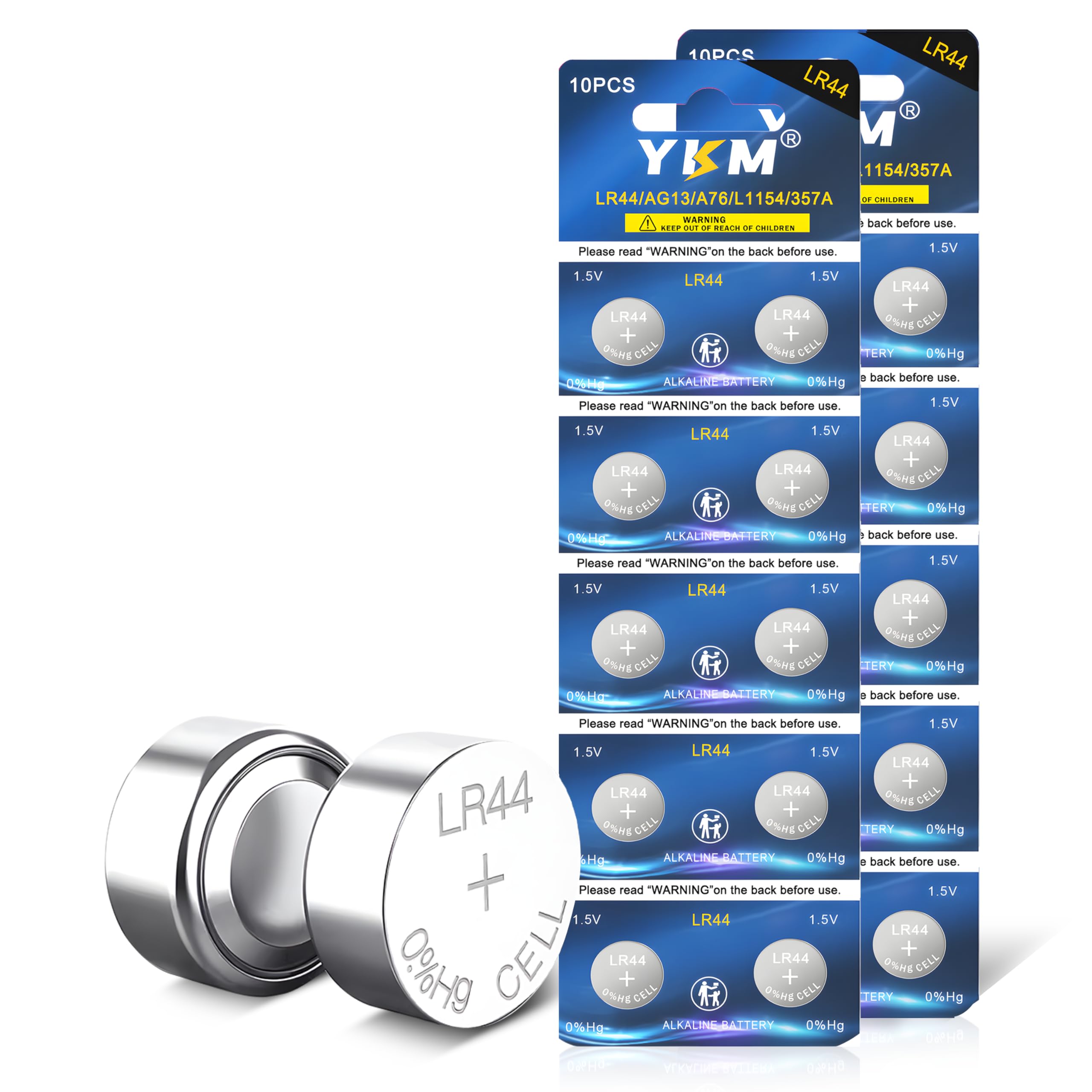 YKM LR44 Batteries AG13 A76 357 LR44h L1154c L1154f 1.5V Alkaline Battery for Digital Caliper Watch Battery 20 Pack
