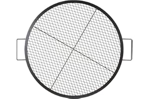VEVOR X-Marks Fire Pit Grill Grate, Round Cooking Grate, Heavy Duty Steel Campfire BBQ Grill Grid with Handle and Support X W