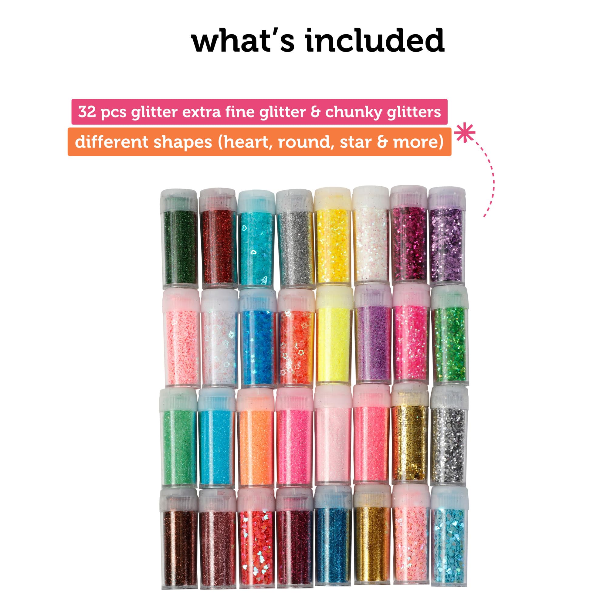 Incraftables Glitter for Crafts (32pcs). Best Assorted Colors Craft Glitter Set. Extra Fine & Chunky Bulk Pack for Resin, Slime, Tumblers & Candle Making. Big Pack for Kids & Adults