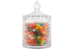 Hobnail Glass Candy Jars with Lid 650ml, Vintage Candy Dish/Container for Cookie, Nut, Dried Fruit Storage, Biscuit Barrel, D