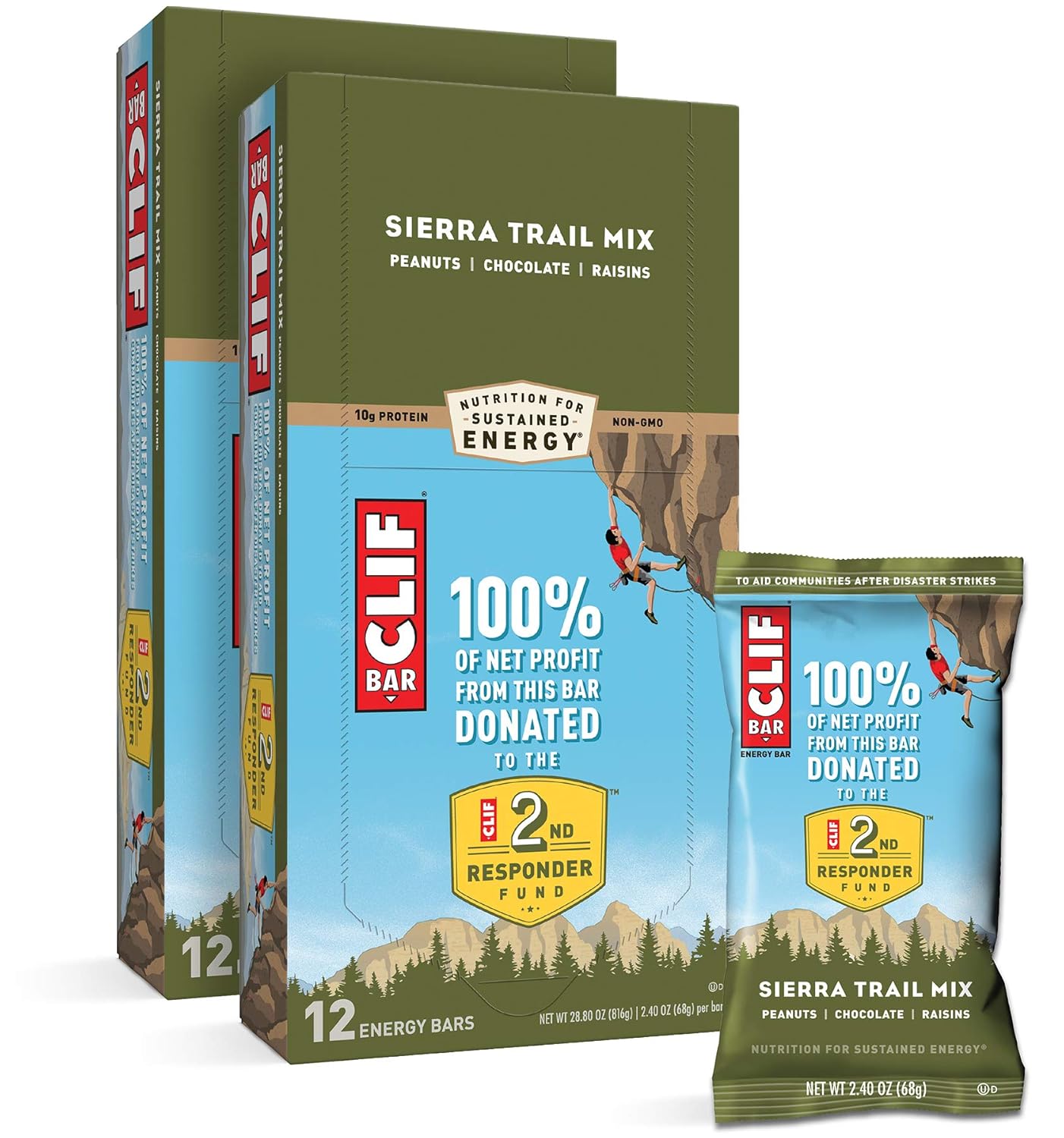 CLIF BARS - Energy Bars - Sierra Trail Mix - Made with Organic Oats - Plant Based Food - Vegetarian - Kosher (2.4 Ounce Protein Bars, 24 Count)