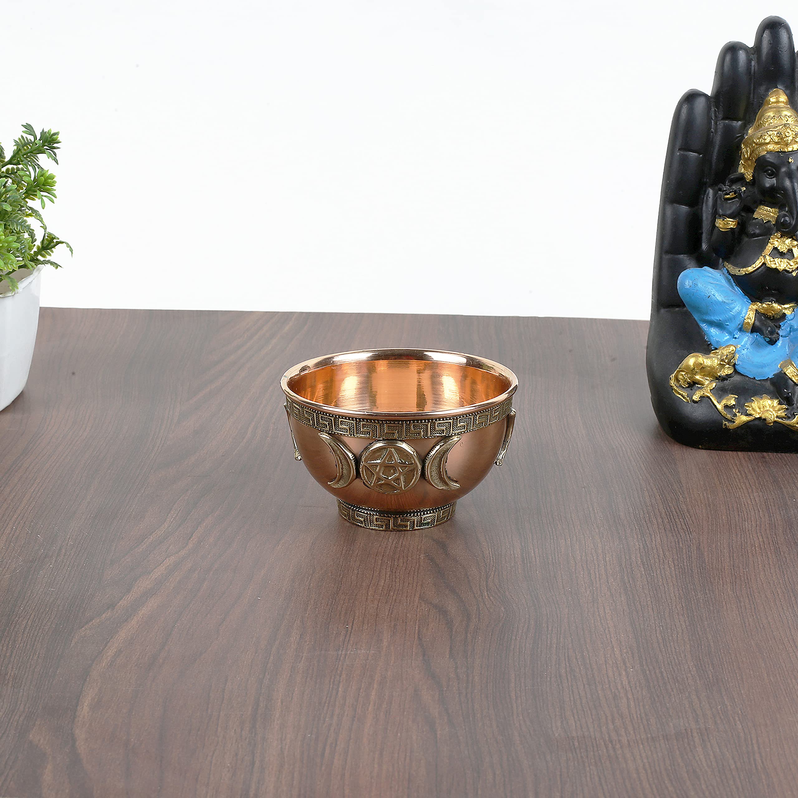 Indian Consigners Small Altar Witchcraft Serving, Offering or Smudging Bowl (Triple Moon Bowl)