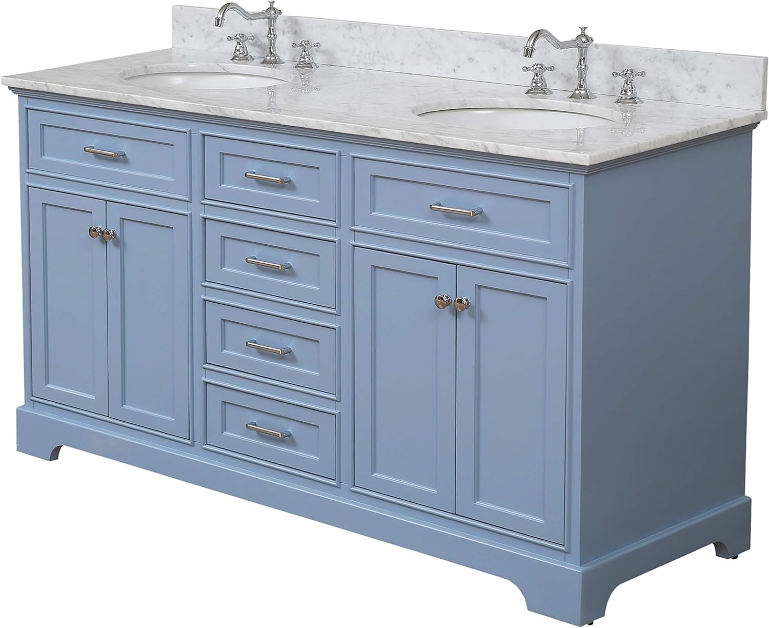Aria 60inch Double Bathroom Vanity Includes a Powder Blue with Soft Close Drawers and
