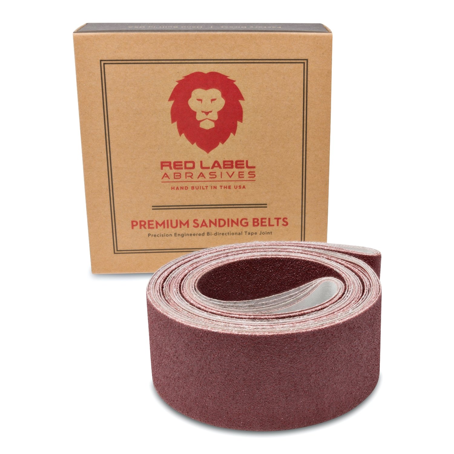 Red Label Abrasives 2 X 72 Inch 60 Grit Flexible Aluminum Oxide Multipurpose Sanding Belts for Woodworking, Leather, Rubber, Plastic, & Light Metal Working - Belt Sand Paper 6 Pack
