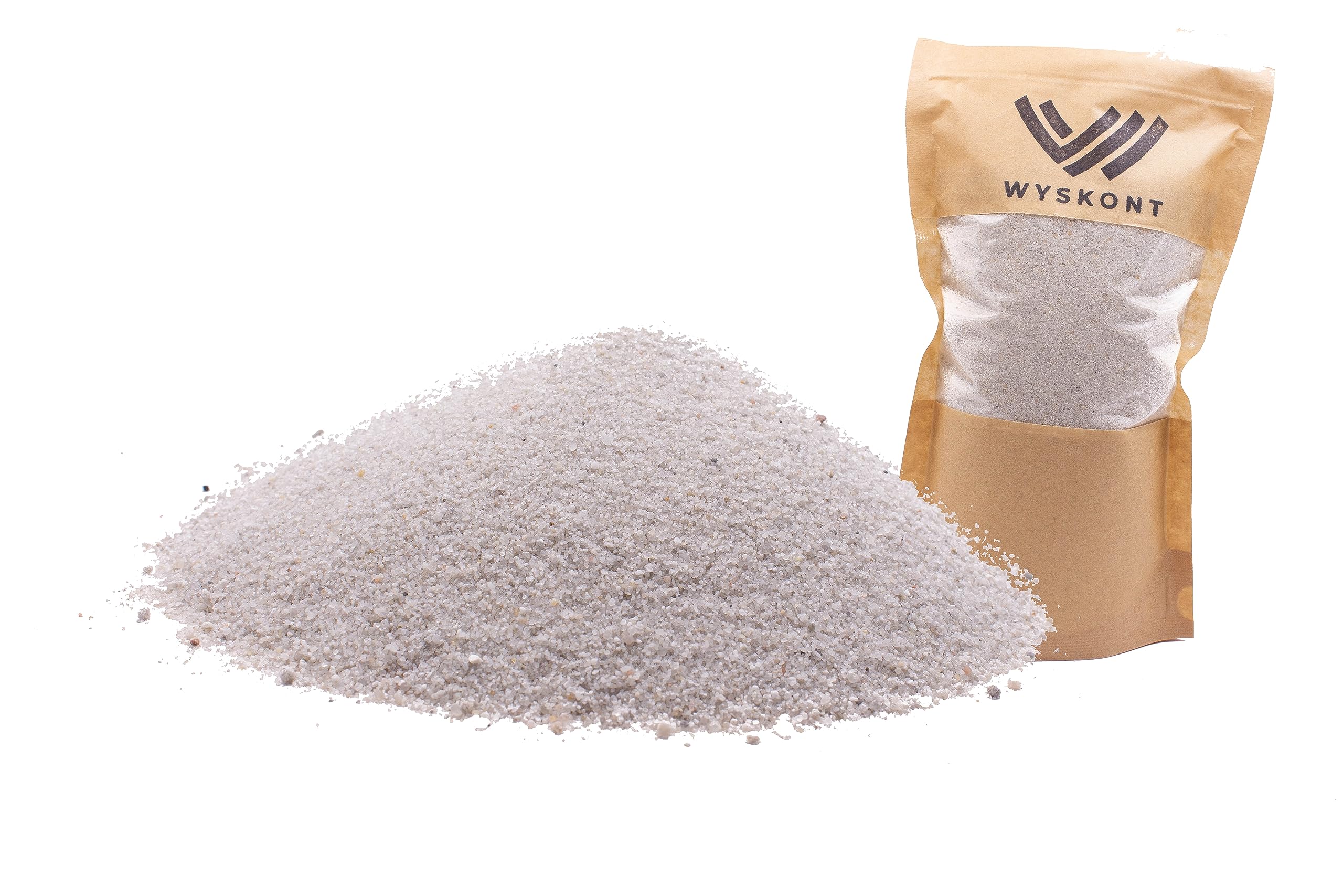 WYSKONT Quartz Sand for Aquarium 2 kg - Fish Tank Natural Substrate and Decoration - Suitable for Malawi and Tanganyika Biotypes - Safe for Live Organisms - White Grain 0.5-0.8mm