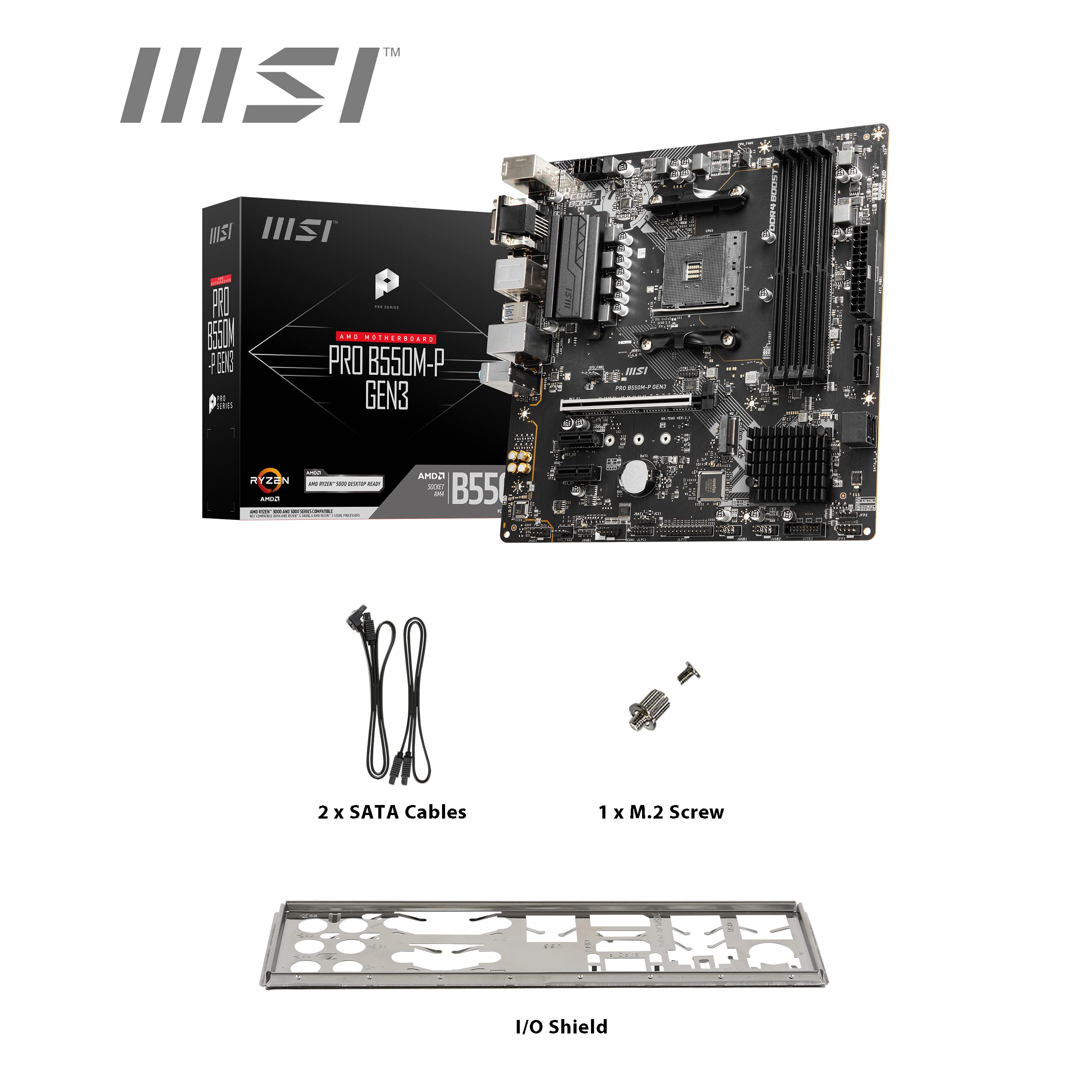 Msi Pro B550M-P Gen3 Motherboard, Micro-Atx, Am4 - Amd Ryzen 5000 Ready - Ddr4 Boost 4400+Mhz/Oc, Pcie 3.0 X16 Slot, 1 X M.2 Gen3 Slot, 1G Lan - View 6